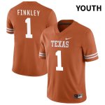 Texas Longhorns Youth #1 Justice Finkley Authentic Orange NIL 2022 College Football Jersey OWL82P0J